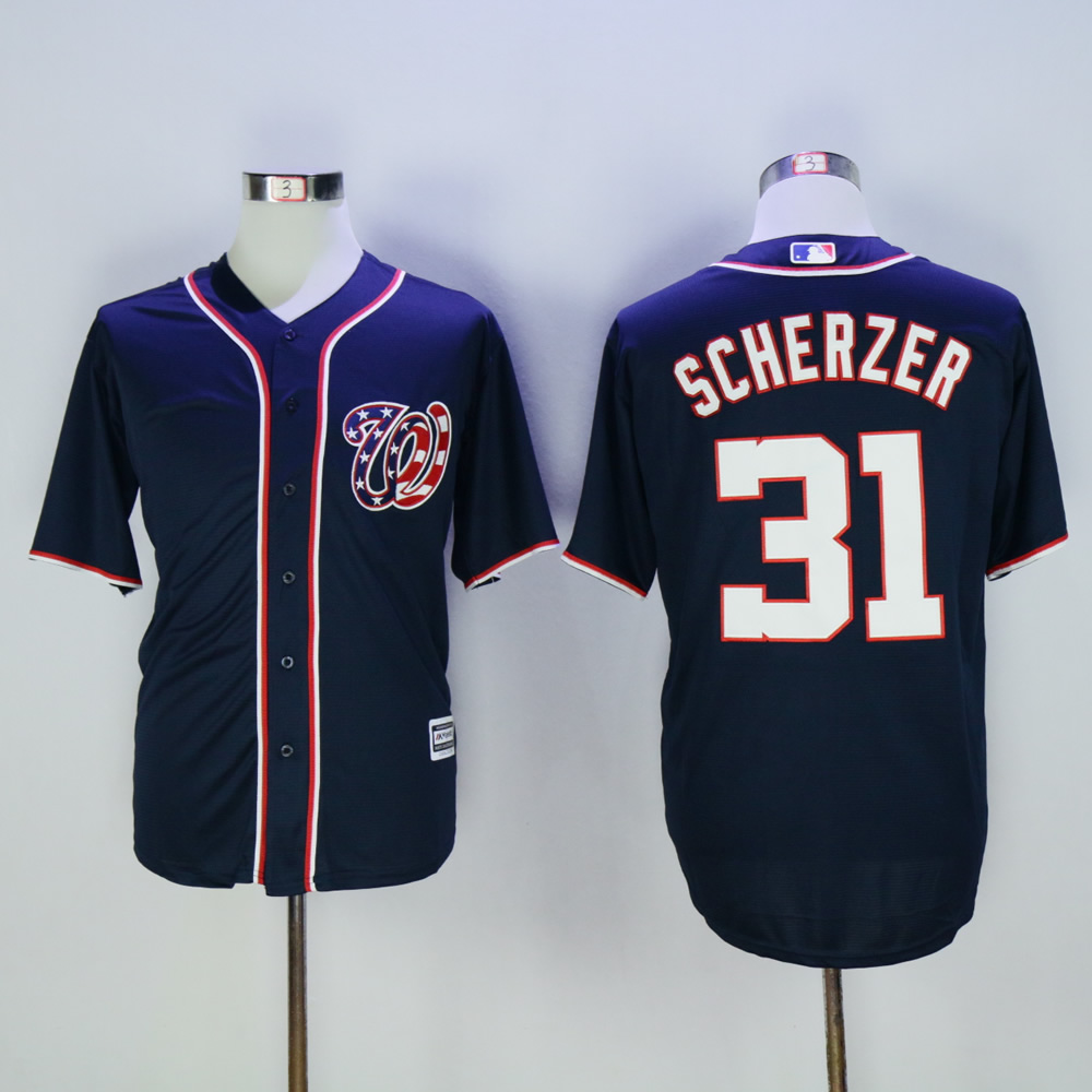 Men Washington Nationals #31 Scherzer Blue MLB Jerseys